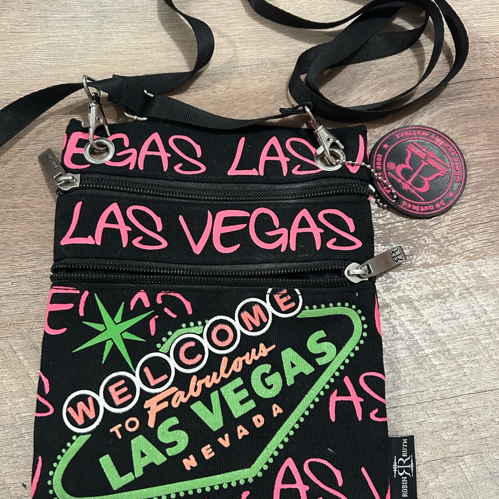 Las Vegas Themed Crossbody Bag - Black and Pink